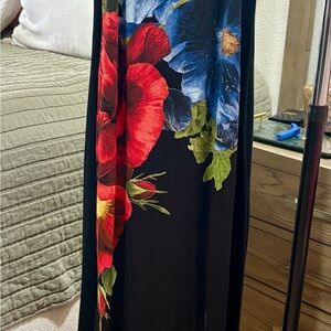 Floral Maxi Dress with Red and Blue Flowers